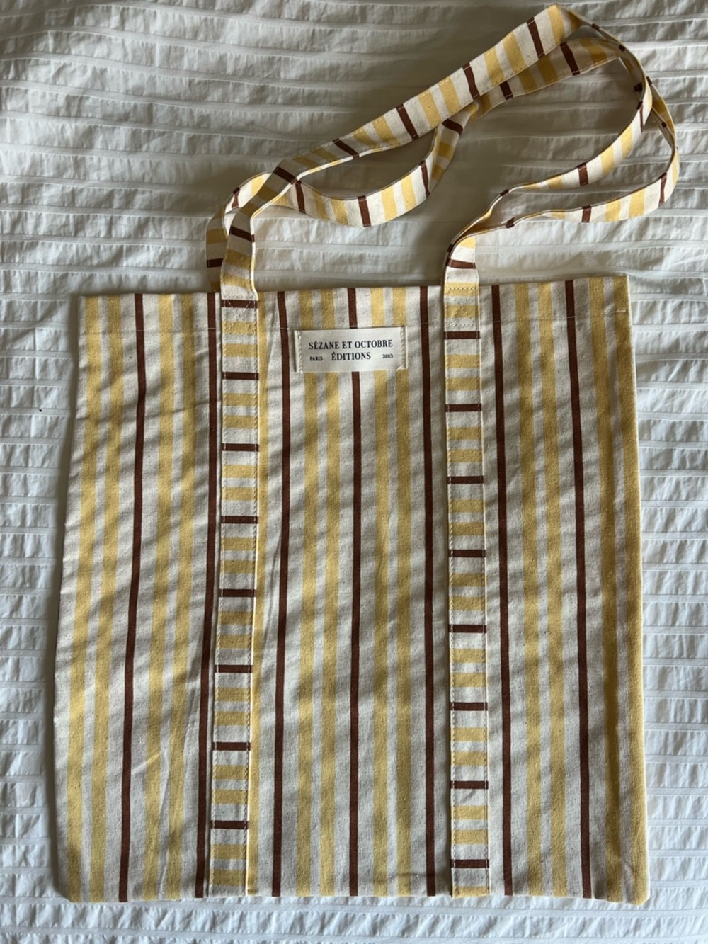 NWT Sézane Striped Canvas Tote - Yellow and Brown